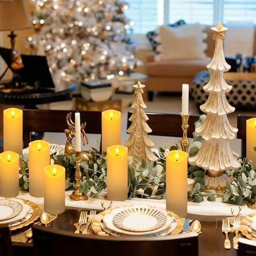 24 Pack Ivory Flickering Flameless Candles - Battery-Operated LED Decor Set - Size 2.2 xH 5,6,7 Inches - Perfect for Holidays & Events