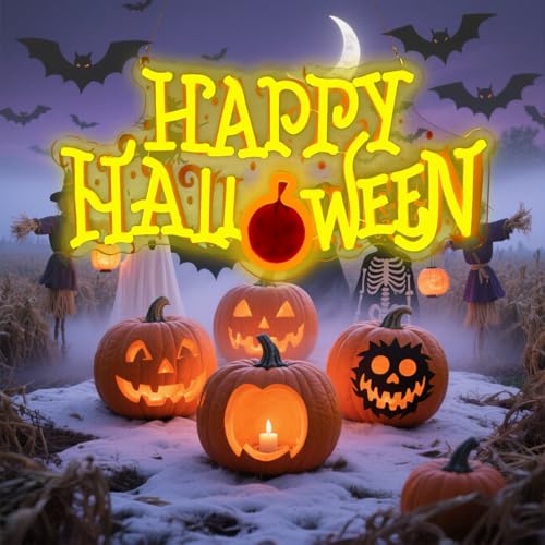 Happy Halloween Neon Sign - Halloween / Neon - Ready-to-Hang LED Decor, USB Powered