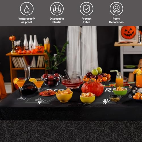 Halloween Spider Web Tablecloth - 2 Pack, Extra Thick, 54x108 Inches, Spooky Indoor Outdoor Decor - Spider Web Variation