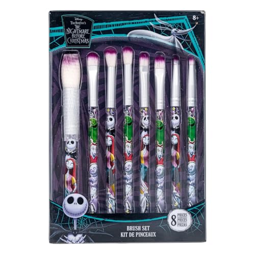 Nightmare Before Christmas 8-Piece Makeup Brush Set for Girls - Themed Collection