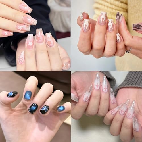 Black Airbrush Stencil Nail Art Stickers - 6 Sheets, 190 Patterns