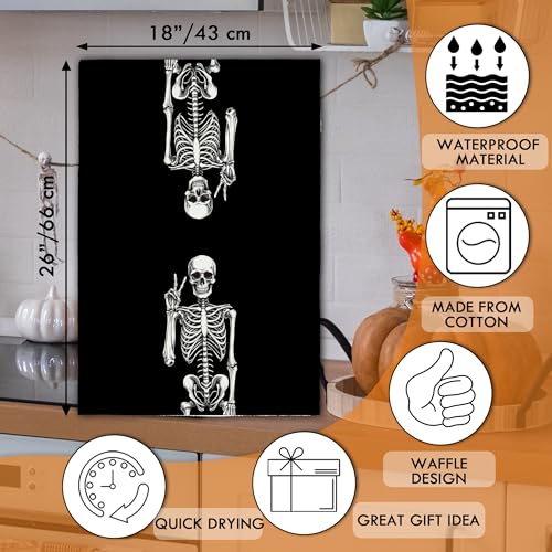 Halloween Skeleton Hand Kitchen Towels Set of 2 - Black-3 Spooky Decor Gift