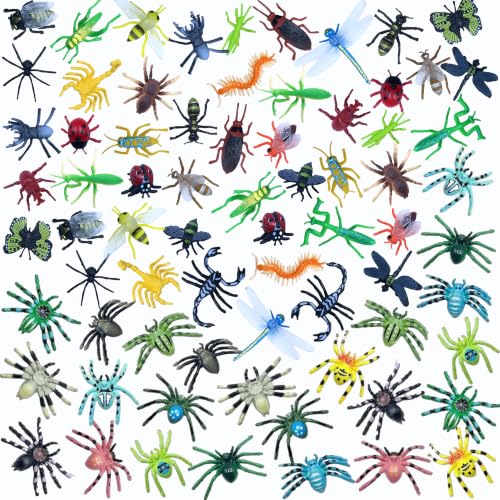 72Pcs Plastic Insect Figures for Kids Halloween Decorations and Sensory Play