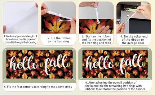 Thanksgiving Garage Door Banner Cover 7x8ft - Fall Maple Leaf Holiday Decor - Maple Leaf Variation