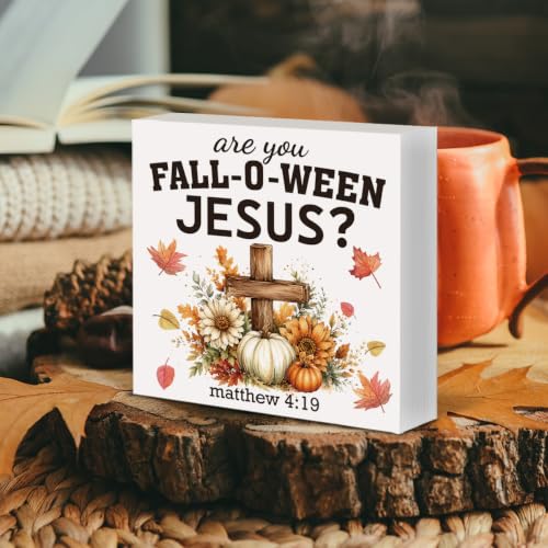 Fall Bible Verse Sign Decor Wood Block Sign - Are You Fall-O-Ween Variation 19