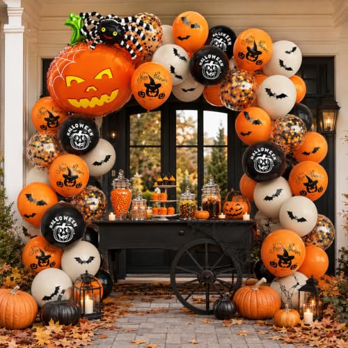 Halloween Pumpkin Balloons Set - Orange & Black Halloween Party Decorations - Variation: Orange Black