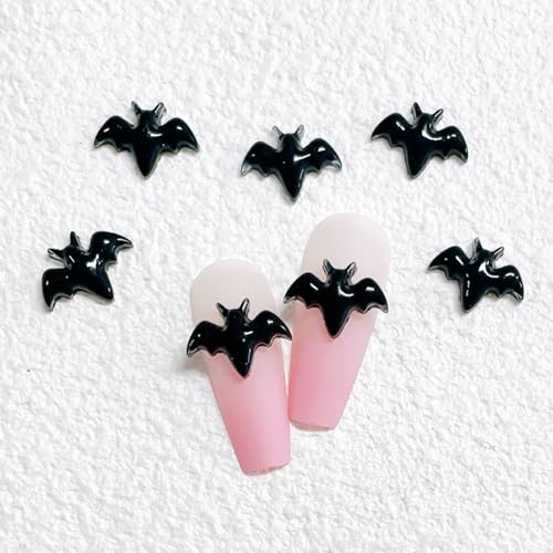 Black Halloween Bat Nail Charms Set - 30pcs 3D Resin Nail Art Decorations
