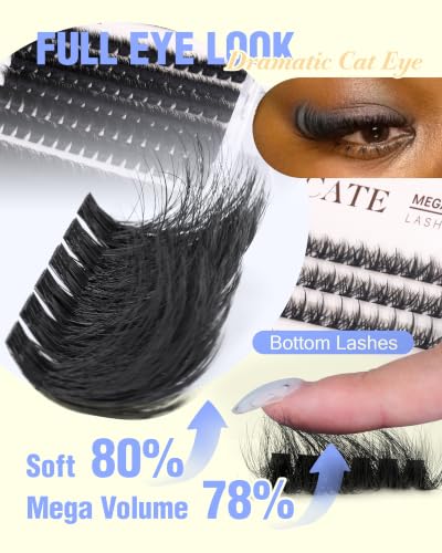 A-Lash Clusters Cat Eye 10-24mm Lash & Bottom Lash Mega Volume Set - Dramatic Look