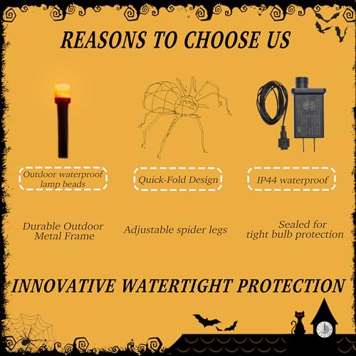Giant 4.6Ft Halloween Light-Up Spider with 90 LED Lights - Outdoor Porch Decor - ZZ-006