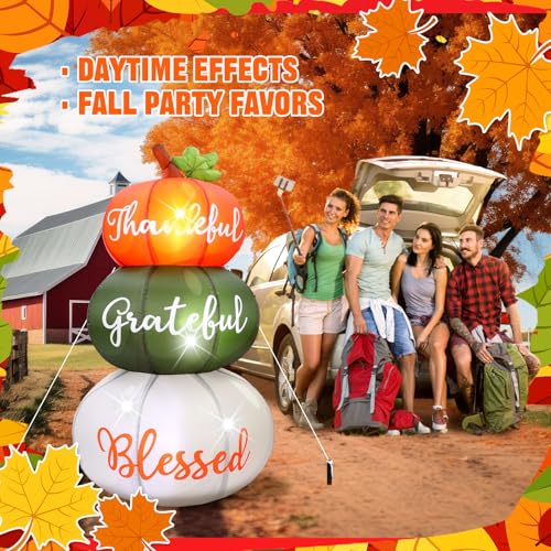 6.4 ft Fall Pumpkin Inflatable with LED Lights, Weather-Resistant Thanksgiving Decor
