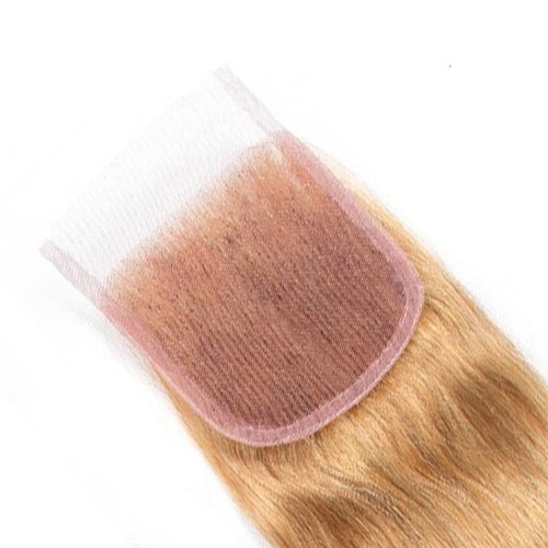 4X4 Honey Blonde 27# Closure Pre Plucked Closure Hd Transparent Lace With Baby Hair Brazilian Virgin Hair Body Wave 14 Inch Next Day Delivery