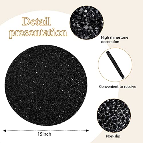 Black Rhinestone Round Placemat - 15 Inch Glitter Sparkle Table Mat - Decorative Tableware for Christmas & Weddings - Variation of THIS listing