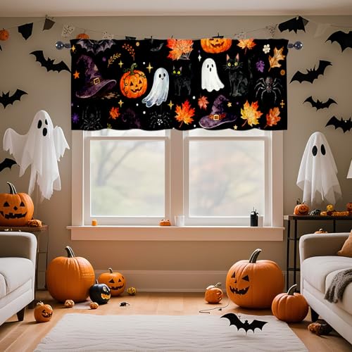Halloween Skull Kitchen Window Valance - 54" W x 18" L, Pack of 1