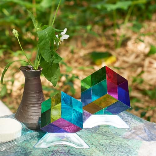 CMY Color Cube with Stand - 50mm Acrylic Optical Prism for Visual Art & Photography