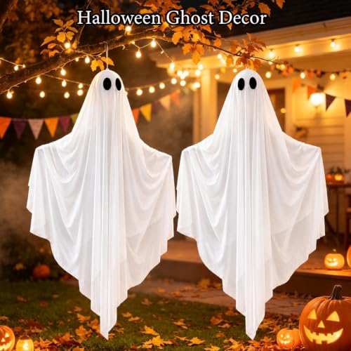 Large 4FT Halloween Hanging Ghost Decorations - 2 Pack, Indoor & Outdoor Spooky Decor