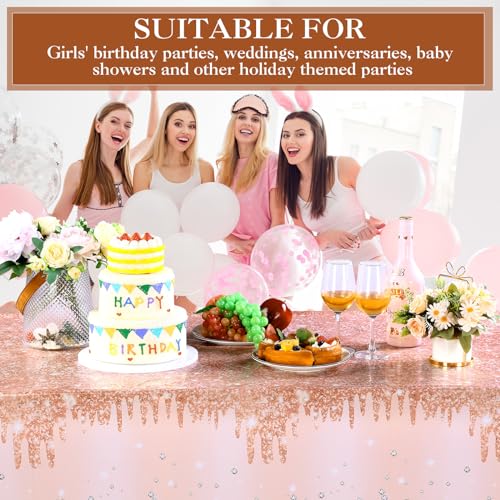 Rose Gold Glitter Diamond Plastic Tablecloth 54x108 Inch - 12 Pack Party Supplies