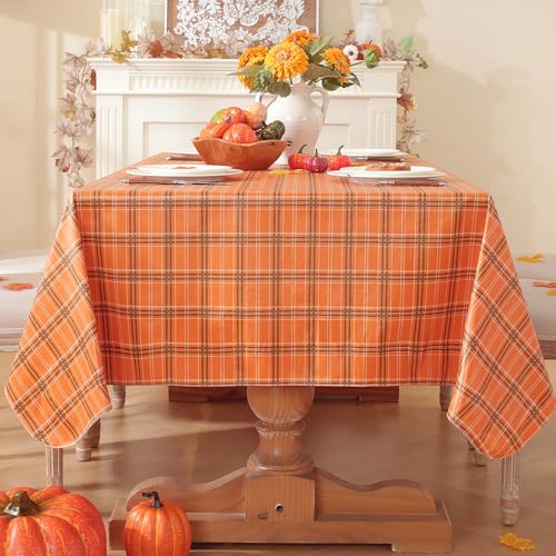 Fall Orange Rectangle Vinyl Tablecloth 52x70 Inches - Autumn Harvest Decor