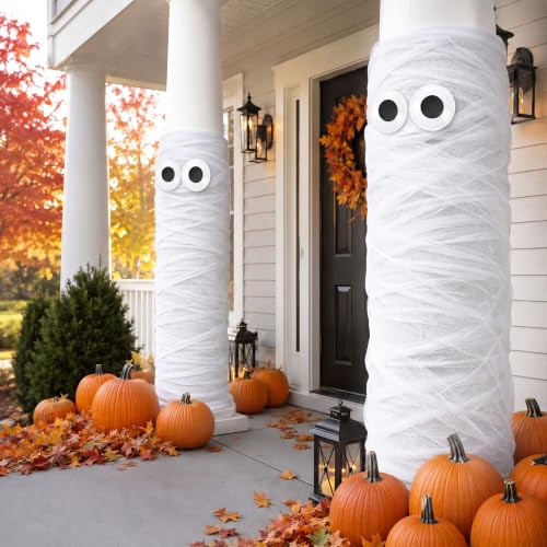 Halloween Mummy Decoration Kit with Wrap and Giant Googly Eyes - Spooky Porch & Door Decor