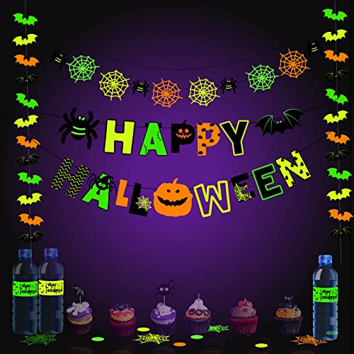 Neon Glow Halloween Banner - 16 Card Indoor Party Decorations