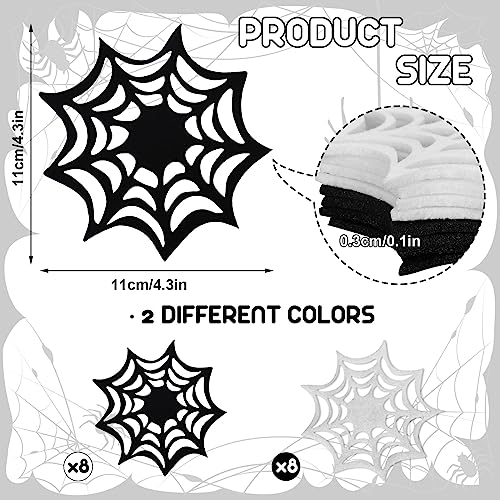 Felt Halloween Coasters 16 Pack Spider Web Design Non-Slip Heat-Resistant Table Mats