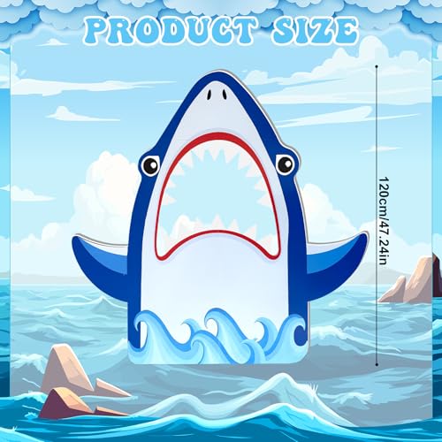 4 Ft Shark Theme Party Photo Backdrop - Shark Cutout Photo Booth - 47 Inch