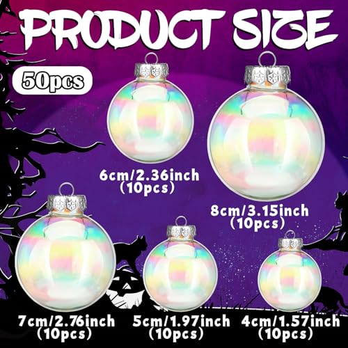 Halloween Iridescent Plastic Balls Set - 40 Pcs, 4 Sizes for Witch Cauldron & Decor