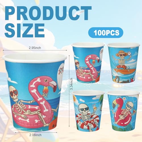 Summer Halloween Paper Cups 100 Pack for Parties and Celebrations