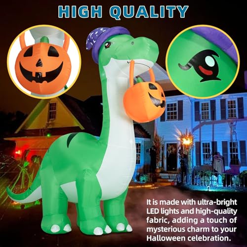 10FT Green Inflatable Dinosaur Halloween Decoration with LED Lights - Outdoor Yard Decor