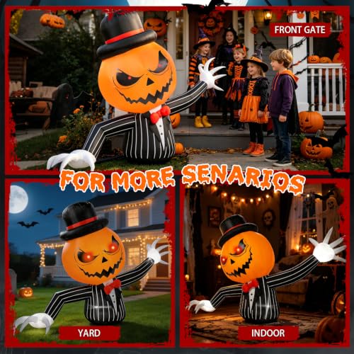 7.5FT Halloween Inflatable Pumpkin Ghost Yard Decor with Glowing Eyes