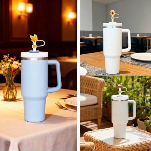 Silicone Straw Topper for Stanley 30oz & 40oz Tumblers - Autumn Squirrel Design