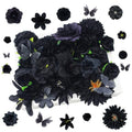 Black Artificial Flowers Bulk - Mini Silk Flower Heads for DIY Crafts, Wedding, Party & Home Decor - Variation: Black