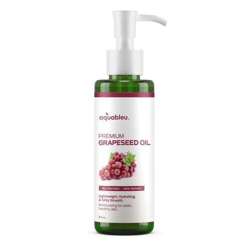 Aquableu Premium Grapeseed Oil - 100% Pure and All-Natural - Hydrating and Silky Smooth - Moisturing, for Clean and Healthy Skin, and Strong Hair - Cold Pressed - 8 oz