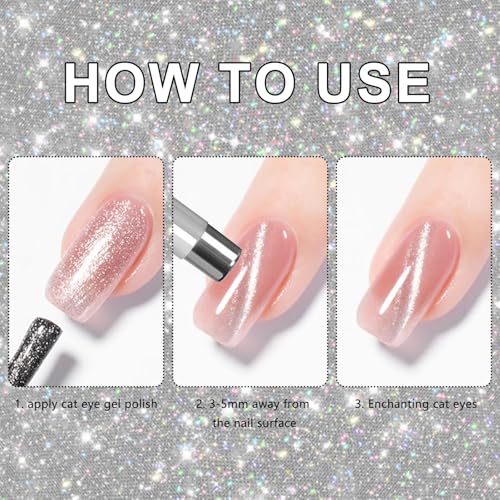 Silver Cat Eye Magnet for Nails - Manicure Nail Art Tools & Magnetic Beads