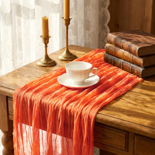Orange Cheesecloth Table Runner 10Ft 23x120 Inch - 12 Pack, Elegant Home Decor