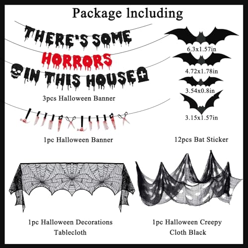 Halloween Party Decorations Banner Bat Stickers Fireplace Scarf Creepy Cloth Set