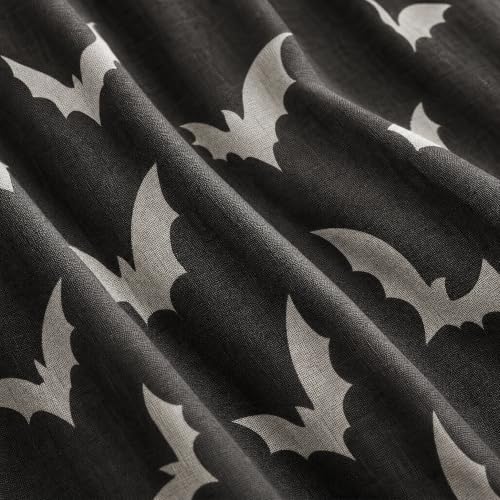 Black Sheer Window Valance 52x14 Inches Pack of 2 - Bats Halloween Decor