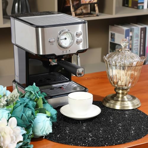Black Rhinestone Round Placemat - 15 Inch Glitter Sparkle Table Mat - Decorative Tableware for Christmas & Weddings - Variation of THIS listing