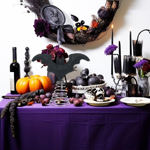 Halloween Bat Tree Topper - Black Felt Bat with Metal Base, 8.6 Inch Spooky Decor - Variation: Black