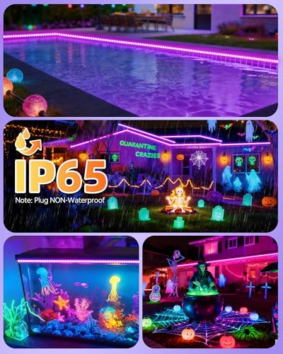IP65 Waterproof Black Light Strip 40FT UV LED for Glow Parties Halloween Outdoor Indoor