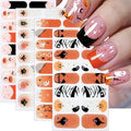 Halloween Glow-in-The-Dark Nail Wraps - Ghost & Pumpkin French Tips, 4 Sheets, Style 10