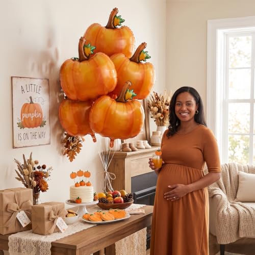 6pcs Fall Pumpkin Foil Balloons Thanksgiving Halloween Birthday Decorations