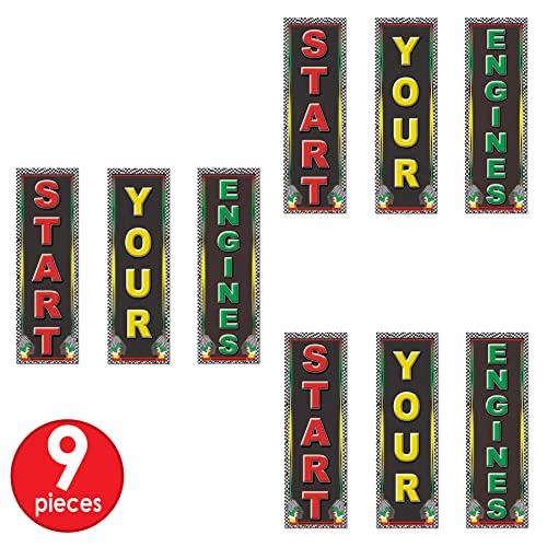 Racing Sports Theme Party Decorations - 9 Cutouts 20" x 6" Set