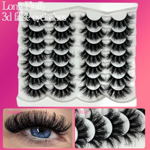 Dramatic Fluffy 20mm Long False Eyelashes - Wispy Strip Lashes for Glamour - Variation of Lashes 06