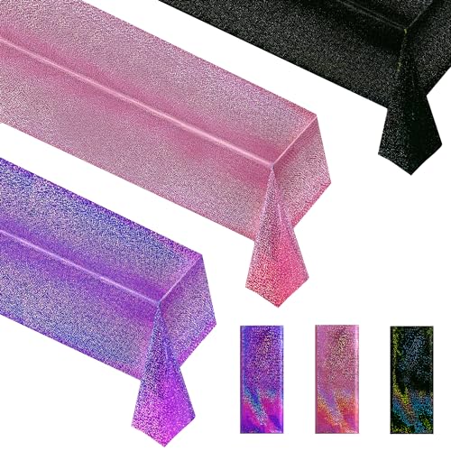 Pink, Purple & Black Holographic Tablecloth 40x108 Inches - Party Decor Variation 3