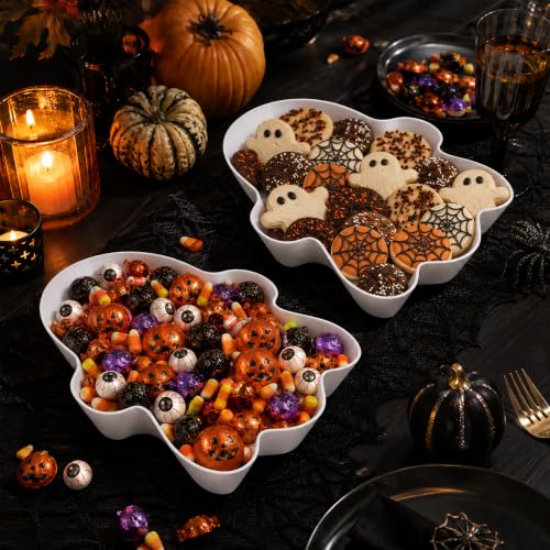 Ghost-Shaped Halloween Candy Serving Trays - 3 Pack Ghost Candy Bowls