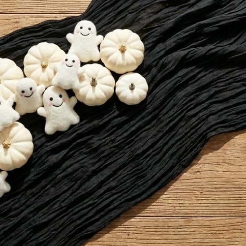 Black Cheesecloth Table Runner Set - 6 Pack 10ft Rustic Boho Decor Variation of Black / 10ft x 6 pcs