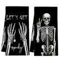 Halloween Skeleton Hand Kitchen Towels Set of 2 - Black-3 Spooky Decor Gift