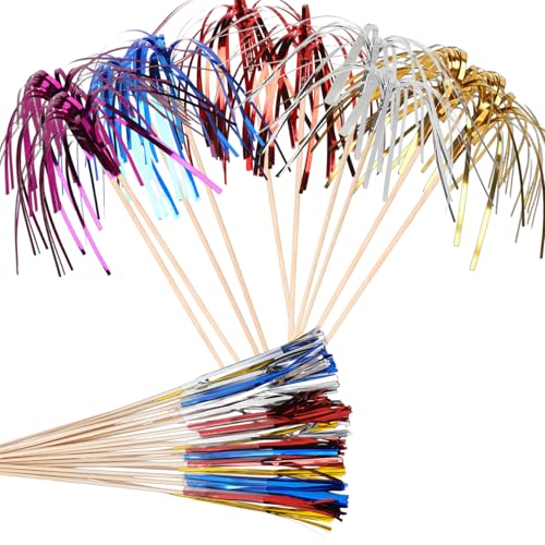120pcs Firework Cocktail Picks - Purple, Red, Blue, Silver, Gold for Parties