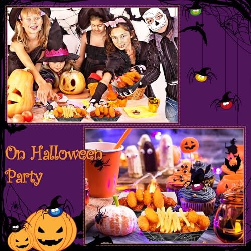 Halloween Paper Food Trays with Spider Design, 100 Pack, Disposable Serving Plates