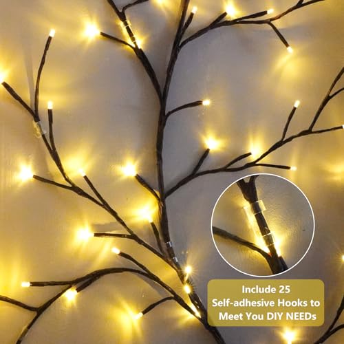 Brown Enchanted Willow Vine Room Decor: 7.5Ft Fairy Lights with Remote Control - 2 Pack